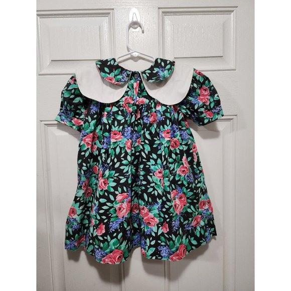 Vtg Girls Dress Floral Size 4 Little Grown Ups Double Collared Easter Spring - Picture 3 of 7
